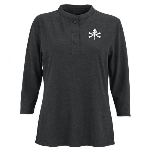 Myrtle Beach Pelicans Vantage Apparel Ladies Black Pirate Logo Cambridge Henley