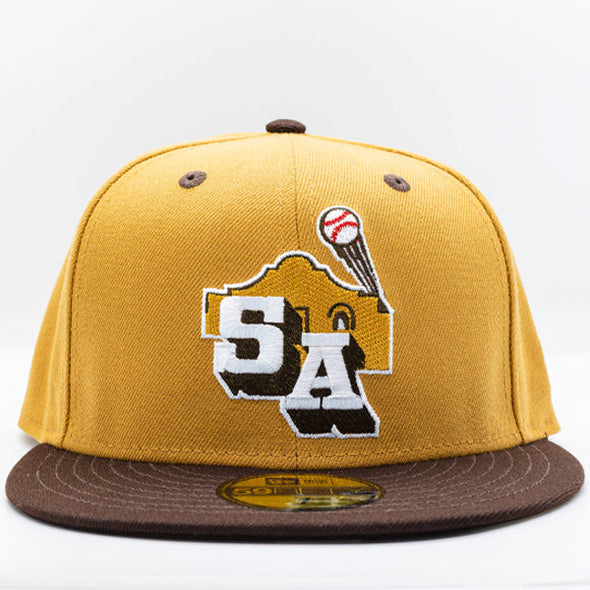 San Antonio Missions Vintage Alamo SA Panama Tan/Burnt Wood 5950 Fitted Cap