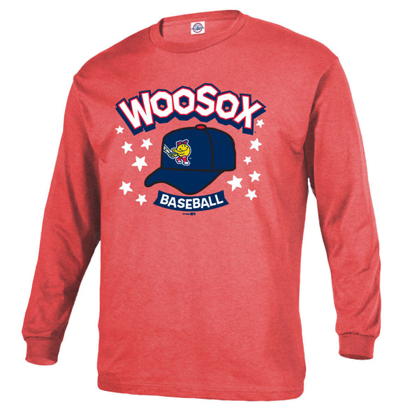 Worcester Red Sox Heather Red Lid Youth Long Sleeve