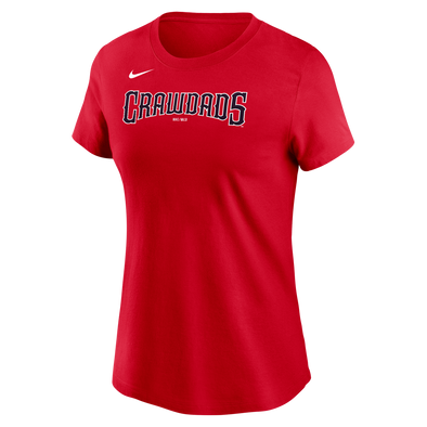 Hickory Crawdads Nike Red Wordmark Women's Cotton Tee