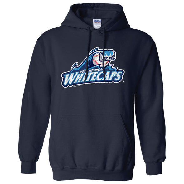 West Michigan Whitecaps Distressed Primary Logo Navy Hoodie