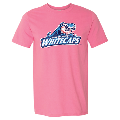 West Michigan Whitecaps Primary Distressed Logo Pink Softstyle Tee