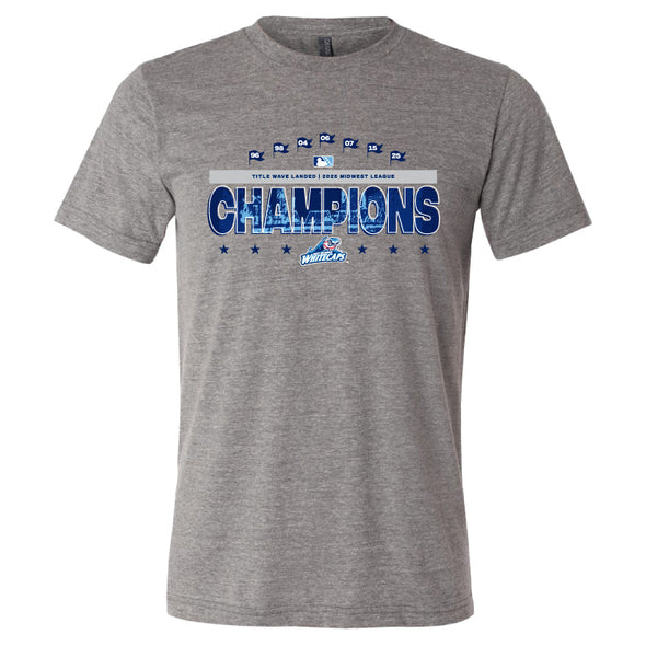 West Michigan Whitecaps 2025 Midwest League Champions Triblend Grey Tee