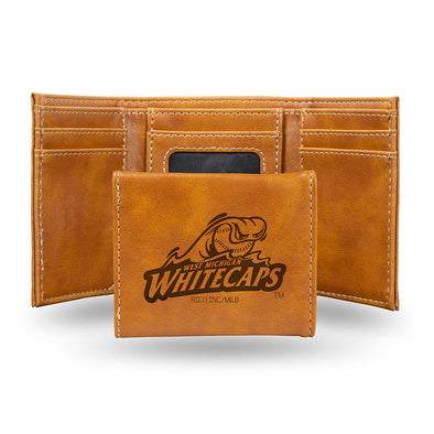 West Michigan Whitecaps Laser Engraved Trifold Wallet - SPECIAL ORDER