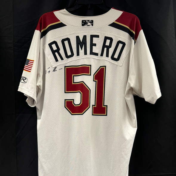 WHITE HOME 25TH ANNIVERSARY JERSEY #51 ROMERO-SIZE 44 L, SACRAMENTO RIVER CATS