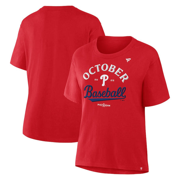 Philadelphia Phillies Women's Fanatics Red 2025 MLB Postseason Locker Room Tee