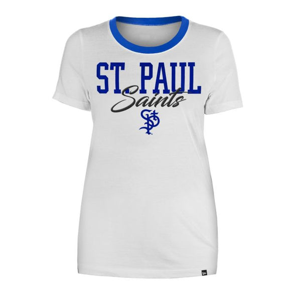 Saints New Era Screen Print & Embroidered Ringer Women's T-Shirt