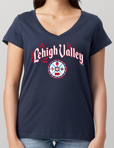 Lehigh Valley IronPigs Womens V Neck Hex Tee