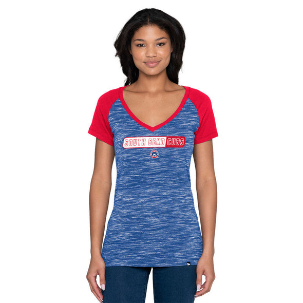 New Era South Bend Cubs Women's Space Dye V-Neck