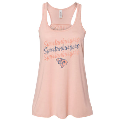 W Spartanburgers Script Peach Racerback Tank Top