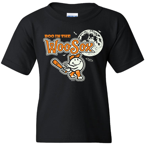Worcester Red Sox Halloween Youth Black Boo in the WooSox Glow in the Dark Tee