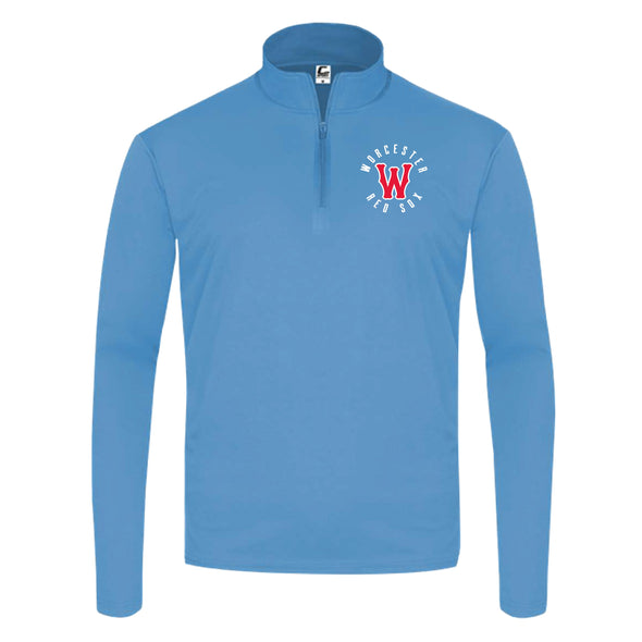 Worcester Red Sox Light Blue Classic W 1/4 Zip performance Long Sleeve