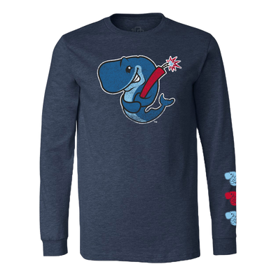 Eugene Emeralds Exploding Whales 108 Stitches Navy Blue Long-Sleeve T-Shirt