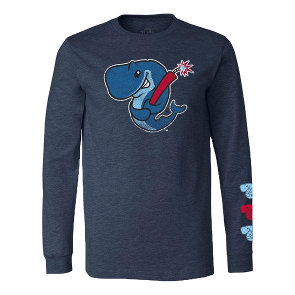 Eugene Emeralds Exploding Whales 108 Stitches Navy Blue Long-Sleeve T-Shirt