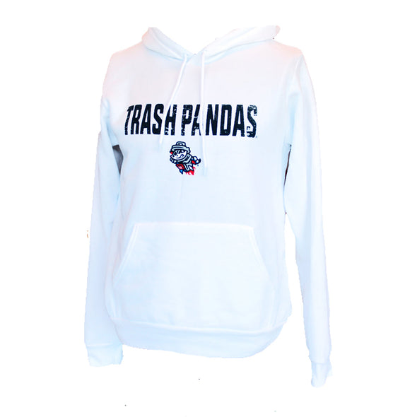 Ladies White Primary Script Sponge Hoodie