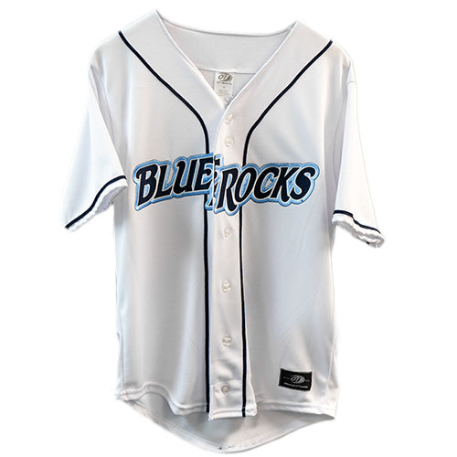 Wilmington Blue Rocks Adult Home White Sublimated Replica Jersey