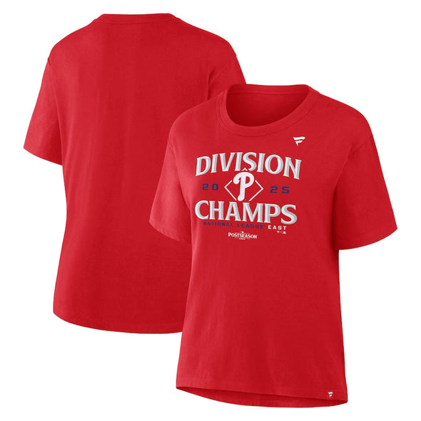 Philadelphia Phillies Women's Fanatics Red 2025 NL East Division Champions Locker Room Tee