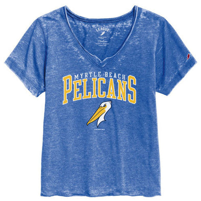 Myrtle Beach Pelicans League Ladies Heather Royal Loose Fit V-Neck Tee