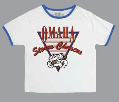 Omaha Storm Chasers Retro Brand Women's Cut Off White Ringer Tee