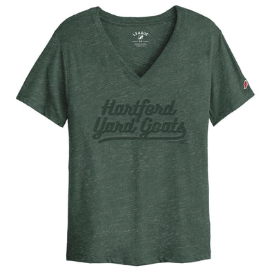 Hartford Yard Goats Legacy Brand Women's V-Neck Puff Tee - Green