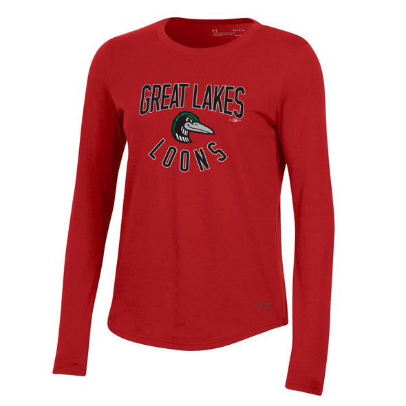 Great Lakes Loons Under Armour Red Performance Cotton Long Sleeve - Women's