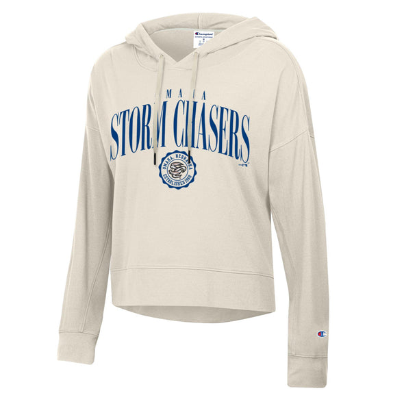Omaha Storm Chasers Champion Women's Sueded Soft Touch Ivory Canvas Hoodie