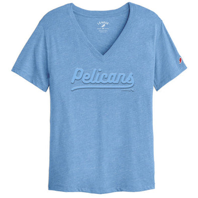 Myrtle Beach Pelicans League Ladies Heather Power Blue Intramural Boyfriend V-Tee