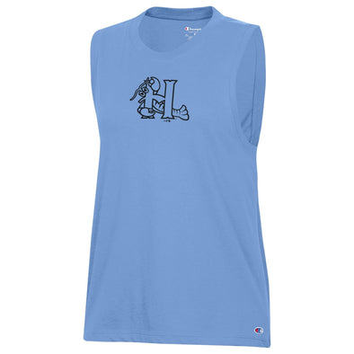 Hickory Crawdads Champion Blue Womens Muscle Tank