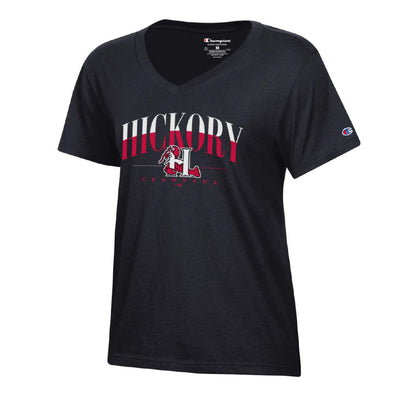 Hickory Crawdads Champion Black V-Neck Tee