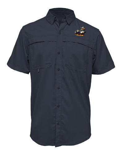 Amarillo Sod Poodles Calf Fries Fishing Shirt Navy