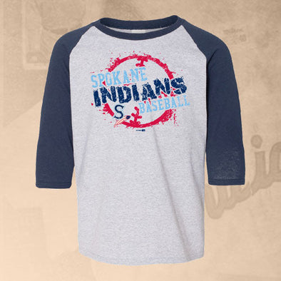 Spokane Indians Youth Baseball Tee Sport Grey/Navy Hinged