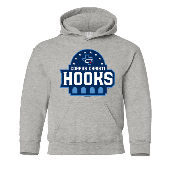 Youth Fleece Hood Primary Logo - Grey