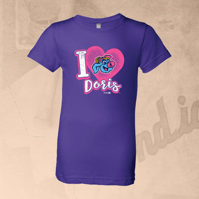 Spokane Indians Youth Girls Doris Logo Purple Rush Tee