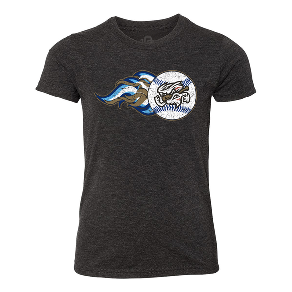 Omaha Storm Chasers 108 Stitches Youth Fireball Black Tee