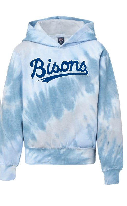 Buffalo Bisons Youth Tie Dye Sky Alt 2 Script Hoodie