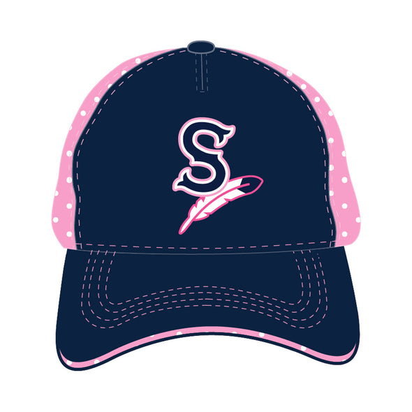 Spokane Indians Youth Dots Navy/Pink Snapback Cap