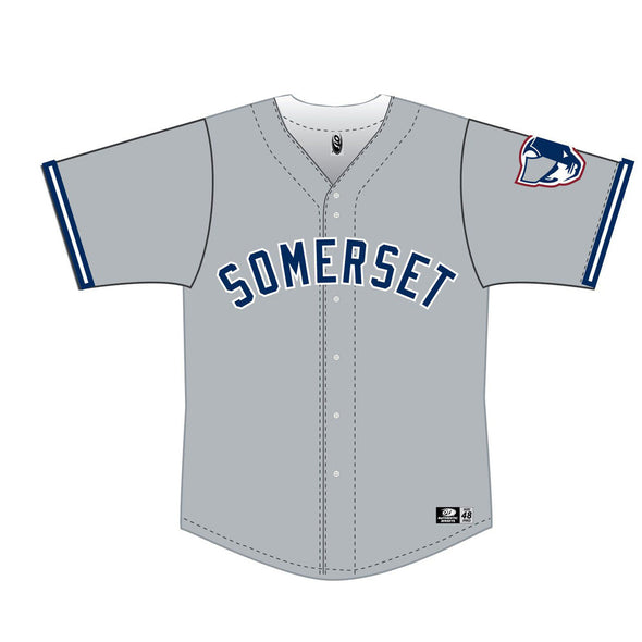 Somerset Patriots Youth Sublimated Road Gray Retail Replica Jersey