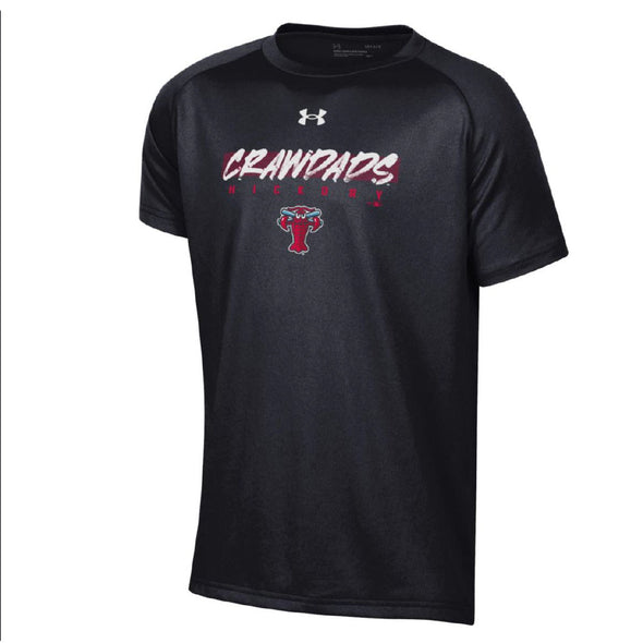 Hickory Crawdads Under Armour Youth Black Tech Tee