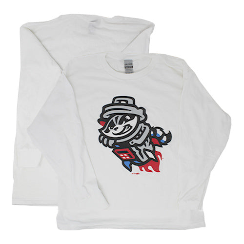 Youth L/S Tee White Primary Logo