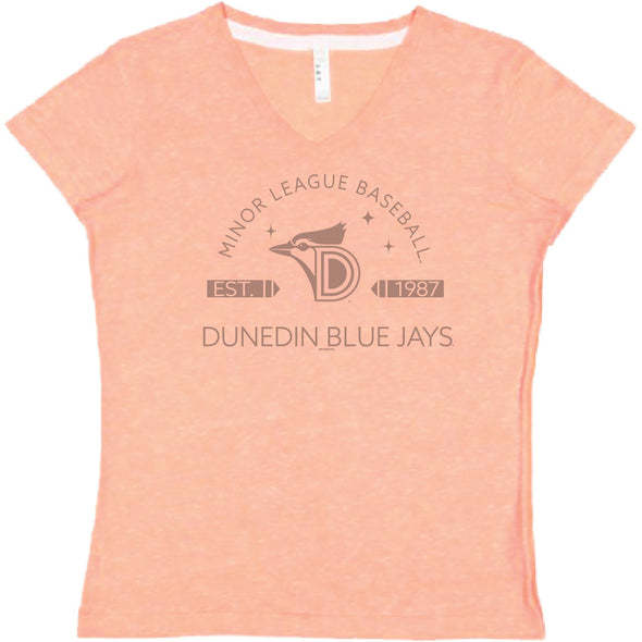 Dunedin Blue Jays Women's Sugarloaf Papaya V-Neck Tee