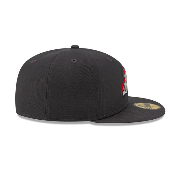 Nashville Sounds New Era 5950 Dark Graphite Lockup Logo Hat