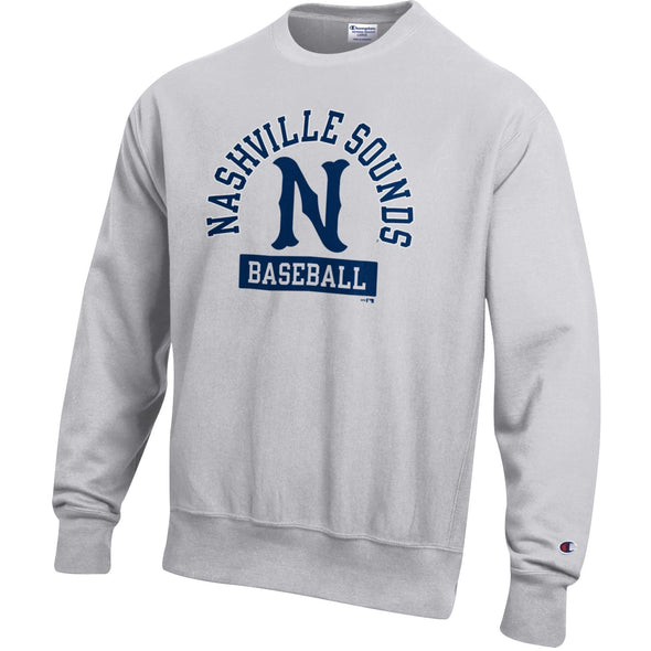 Nashville Sounds Champion Silver Grey Unisex Reverse Weave Crew Neck Sweatshirt