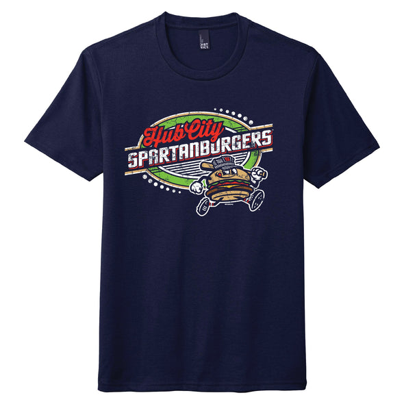 Adult Navy Retro Script Tee