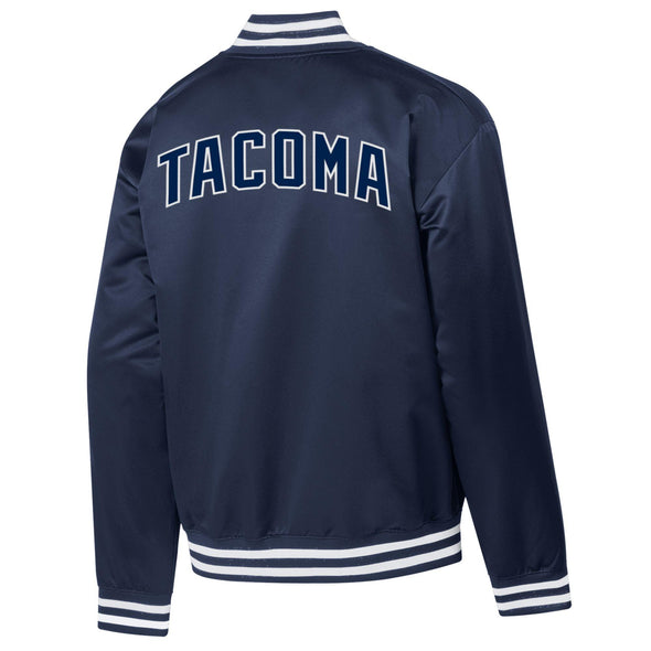 Tacoma Rainiers Champion Navy Satin Bomber Jacket