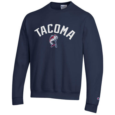 Tacoma Rainiers Champion Navy Salmon Applique Crew