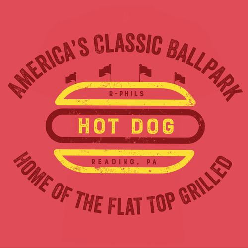 Reading Fightin Phils Flat Top Grilled Hot Dog T-Shirt
