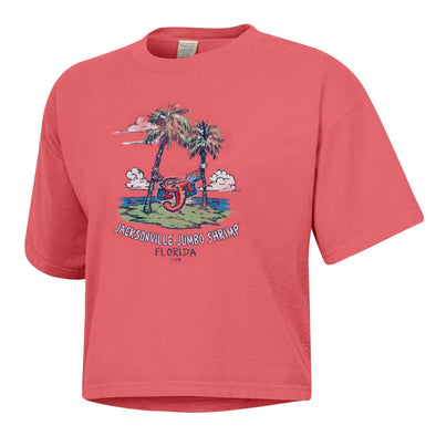 Jacksonville Jumbo Shrimp Ladies Comfort Wash Coral Boxy Tee