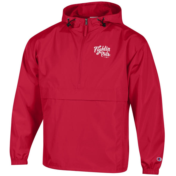 Champion Red Fightin Phils Half Zip Rain Jacket Pullover