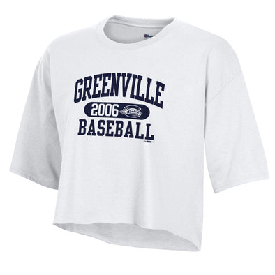 Greenville Drive Champion Women's White Boyfriend Cropped Tee