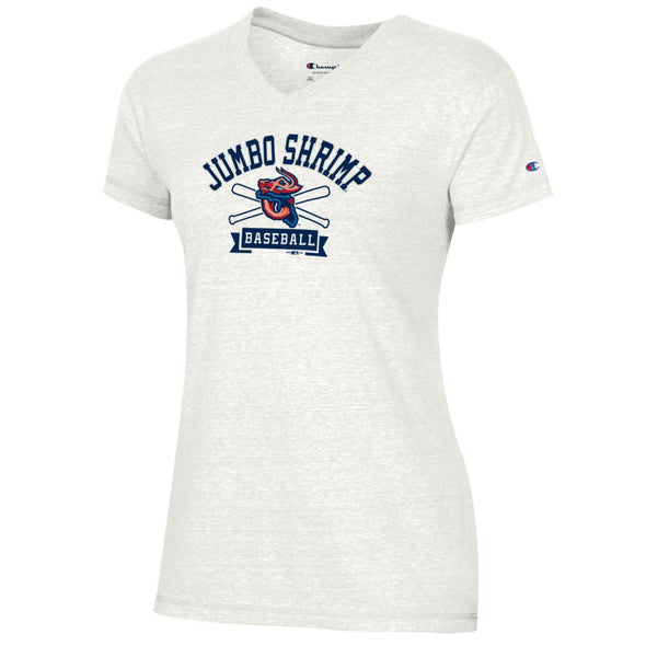 Jacksonville Jumbo Shrimp Ladies Champion Off-White V-Neck Tee